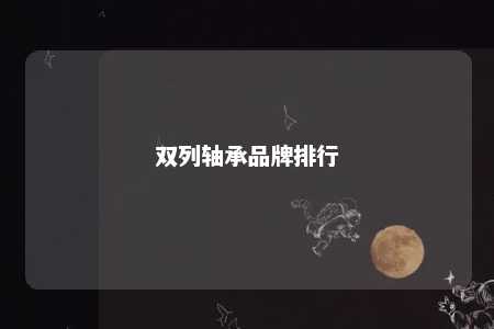 双列轴承品牌排行 
